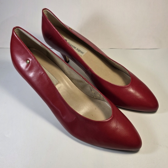 Etienne Aigner Patent Leather Pumps Shoes Women's Size 10M Red Brazil Luxury - Picture 1 of 10